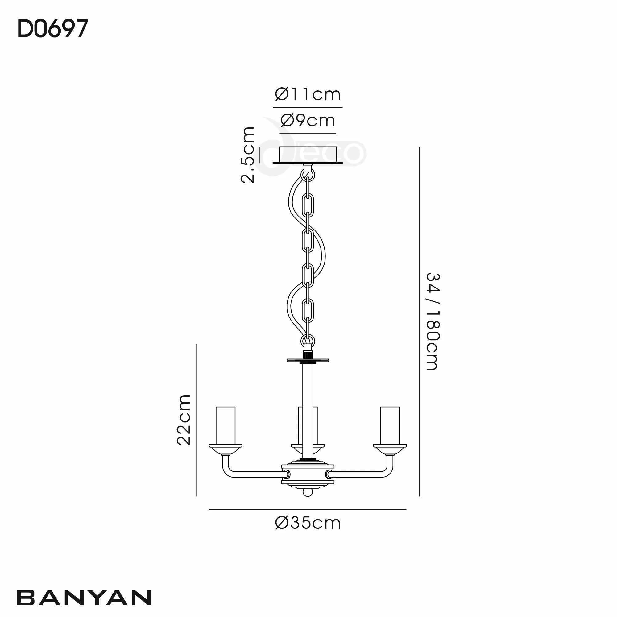 Banyan 45cm 3 Light Pendant Champagne Gold; Grey DK0944  Deco Banyan CG GR